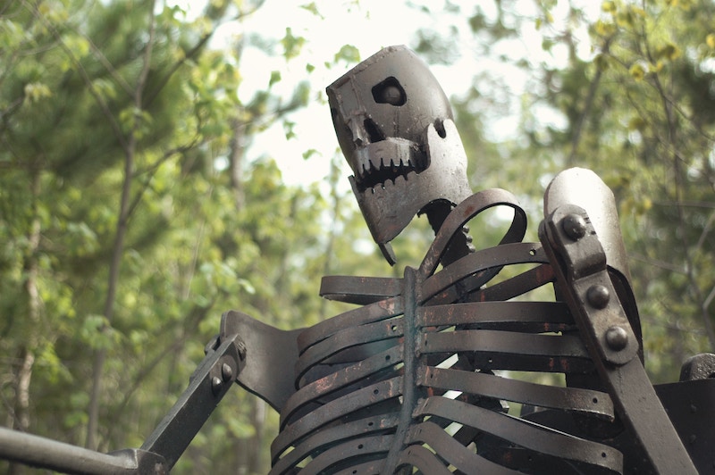 Repurposed junk has been turned into a metal skeleton.